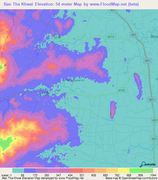 Ban Tha Khwai,Thailand Elevation Map