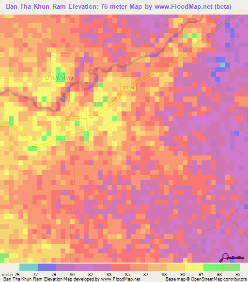 Ban Tha Khun Ram,Thailand Elevation Map