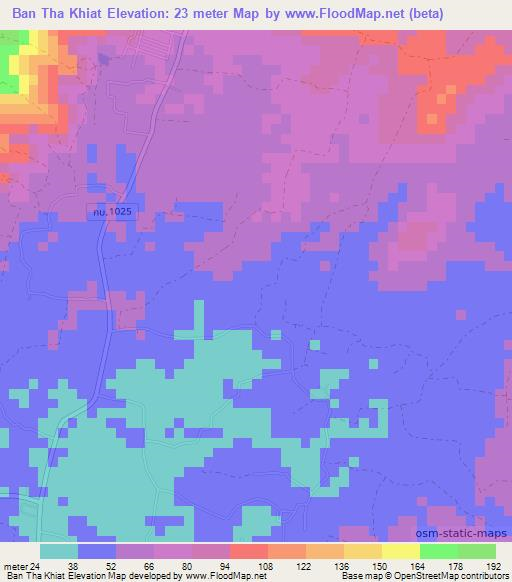 Ban Tha Khiat,Thailand Elevation Map