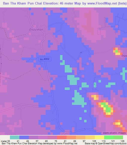 Ban Tha Kham Pun Chai,Thailand Elevation Map