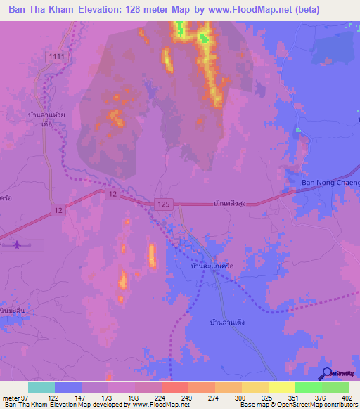 Ban Tha Kham,Thailand Elevation Map