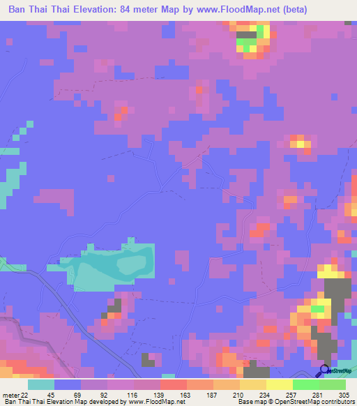 Ban Thai Thai,Thailand Elevation Map