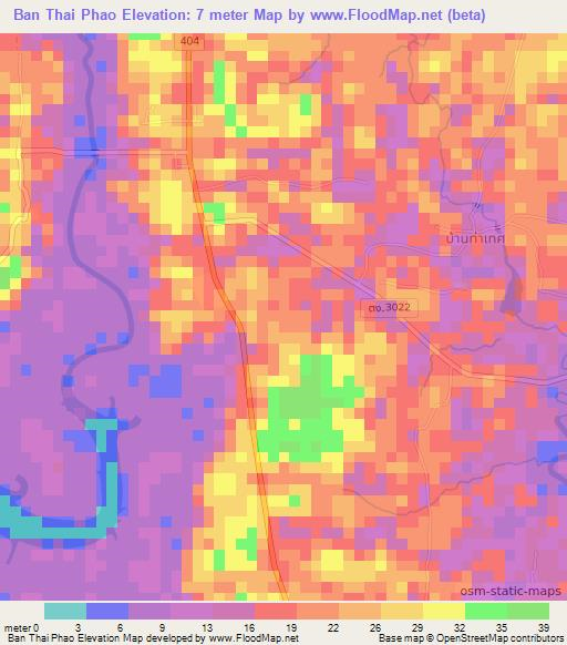 Ban Thai Phao,Thailand Elevation Map