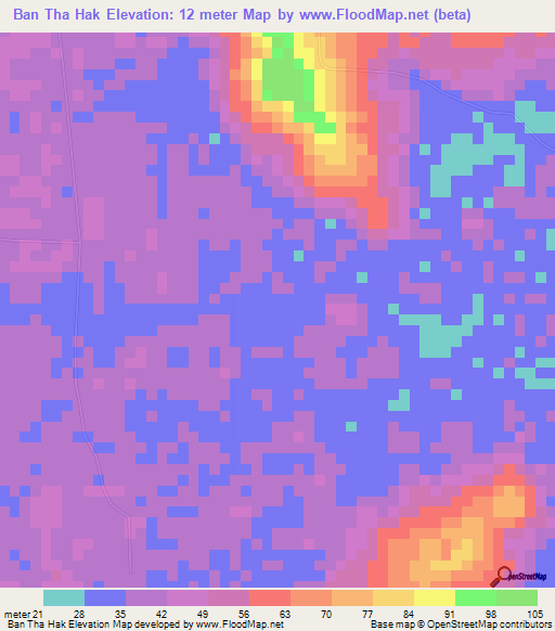 Ban Tha Hak,Thailand Elevation Map