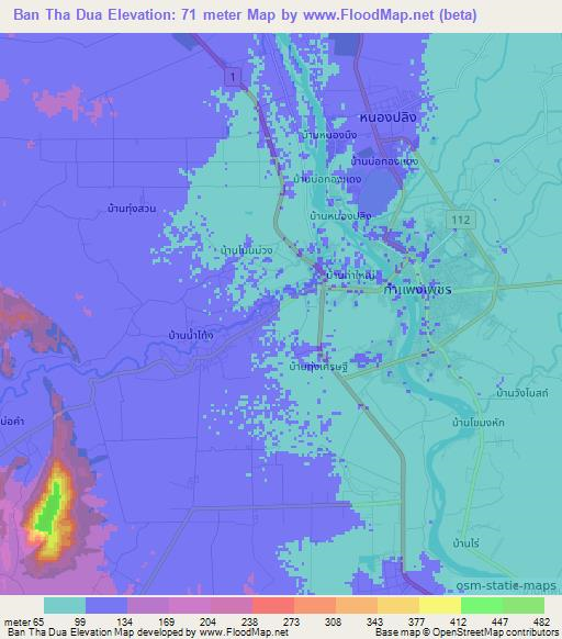 Ban Tha Dua,Thailand Elevation Map
