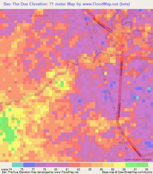 Ban Tha Dua,Thailand Elevation Map