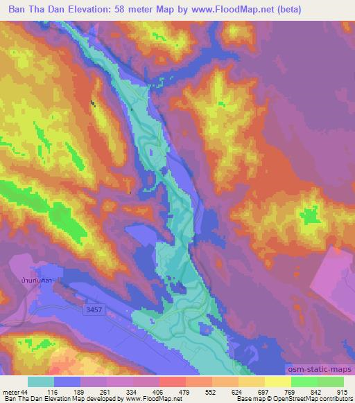 Ban Tha Dan,Thailand Elevation Map