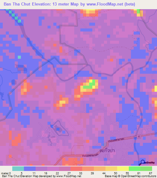 Ban Tha Chut,Thailand Elevation Map