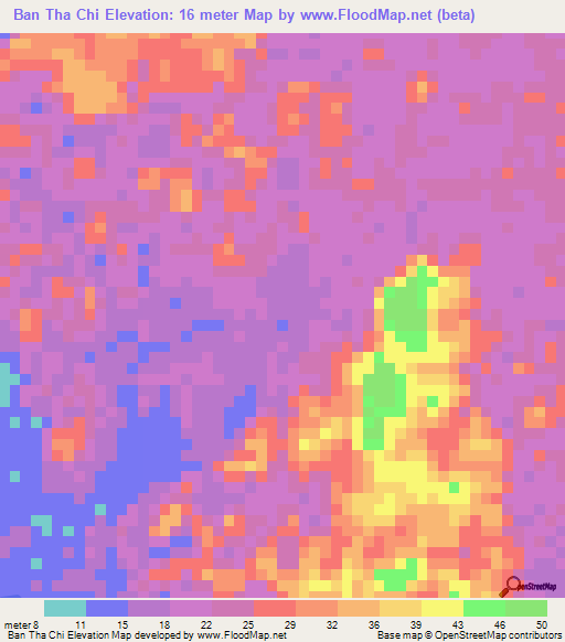 Ban Tha Chi,Thailand Elevation Map