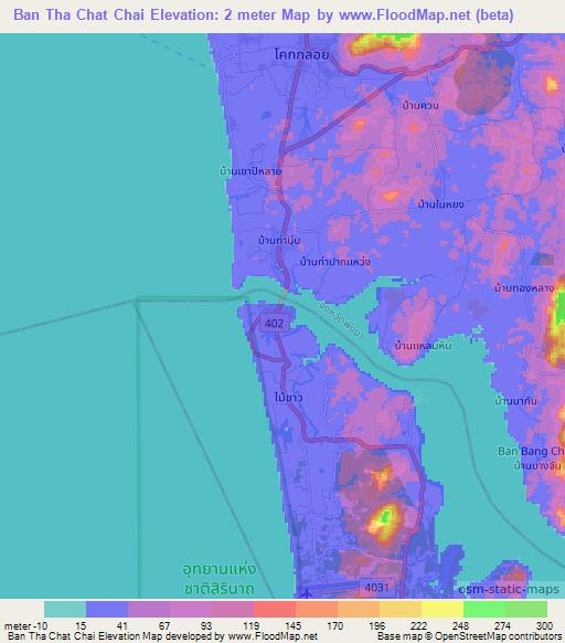 Ban Tha Chat Chai,Thailand Elevation Map