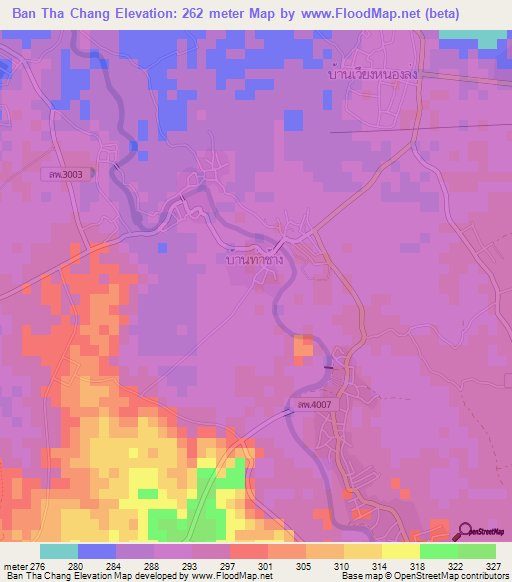 Ban Tha Chang,Thailand Elevation Map