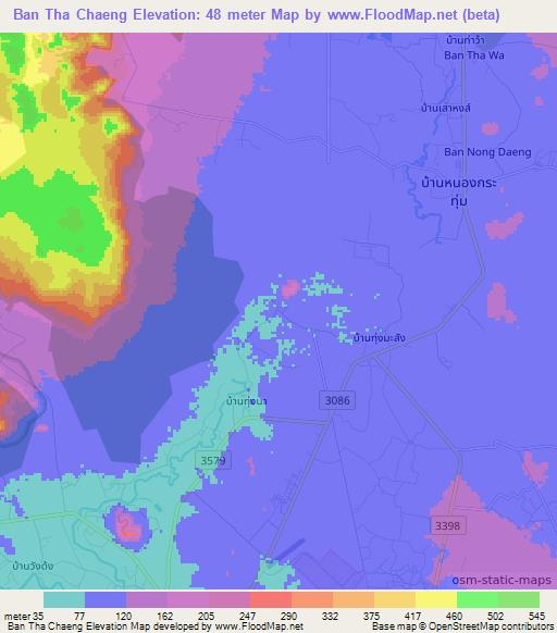 Ban Tha Chaeng,Thailand Elevation Map