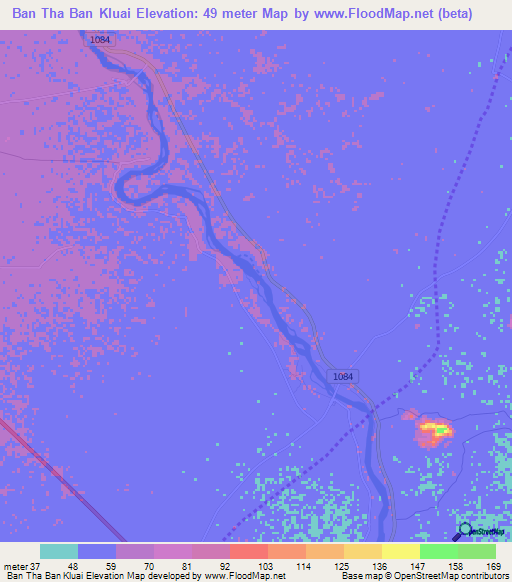 Ban Tha Ban Kluai,Thailand Elevation Map