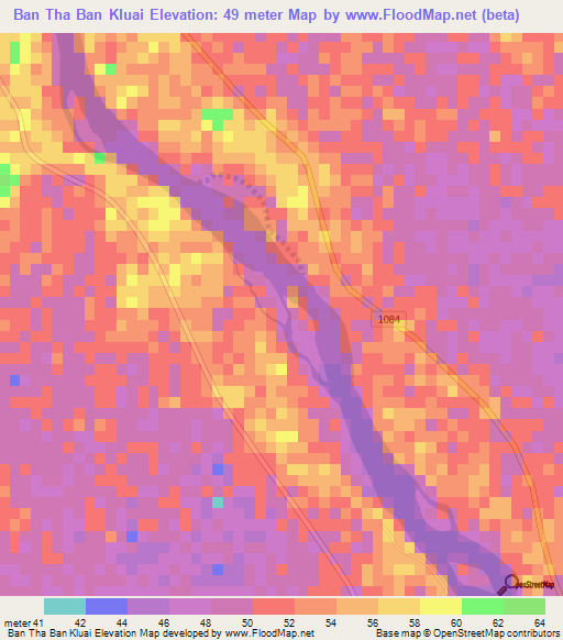 Ban Tha Ban Kluai,Thailand Elevation Map