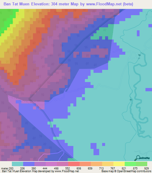 Ban Tat Muen,Thailand Elevation Map