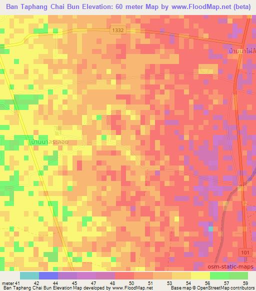 Ban Taphang Chai Bun,Thailand Elevation Map