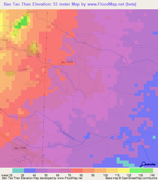 Ban Tao Than,Thailand Elevation Map