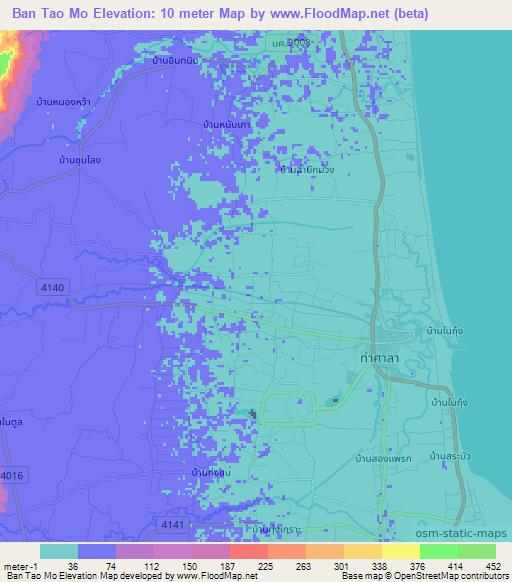 Ban Tao Mo,Thailand Elevation Map