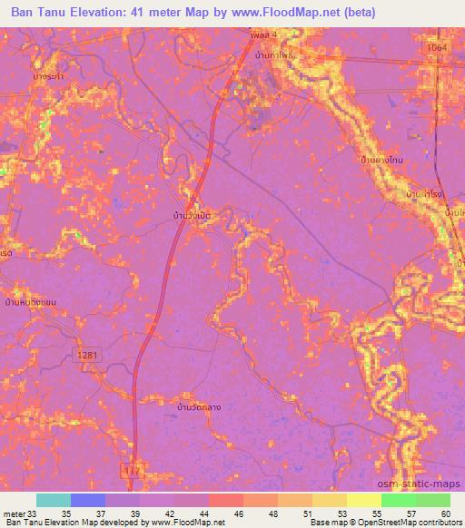 Ban Tanu,Thailand Elevation Map