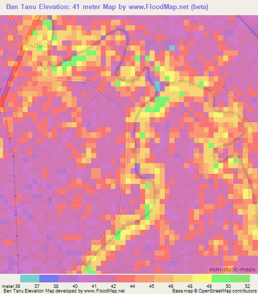 Ban Tanu,Thailand Elevation Map