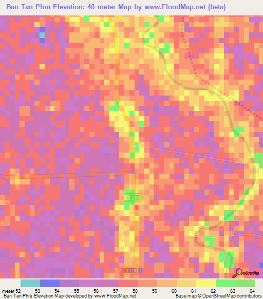 Ban Tan Phra,Thailand Elevation Map
