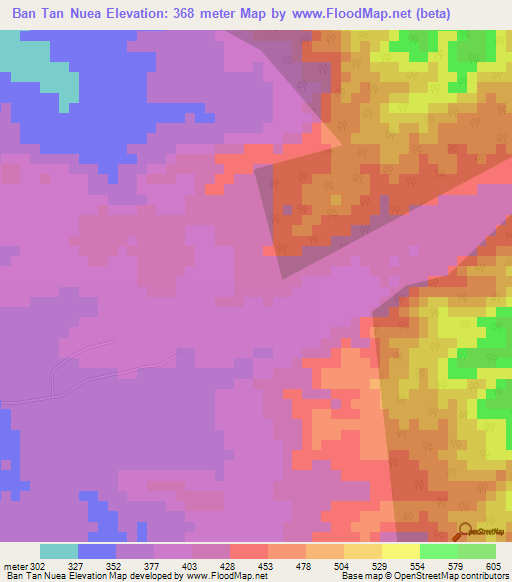 Ban Tan Nuea,Thailand Elevation Map