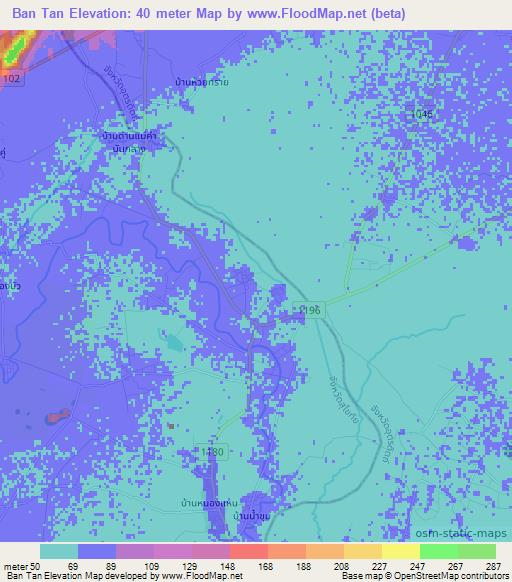 Ban Tan,Thailand Elevation Map