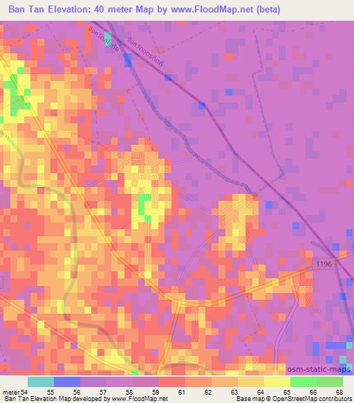 Ban Tan,Thailand Elevation Map