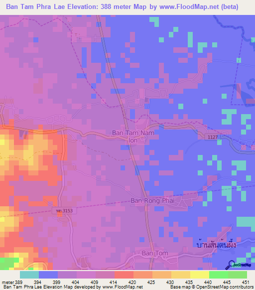 Ban Tam Phra Lae,Thailand Elevation Map