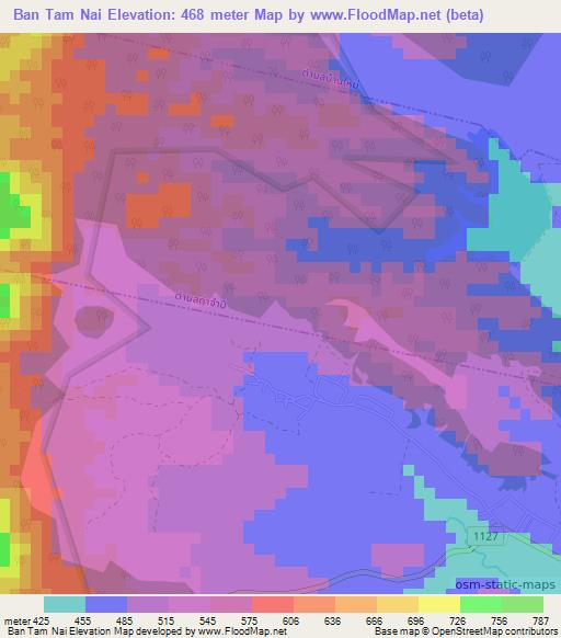Ban Tam Nai,Thailand Elevation Map