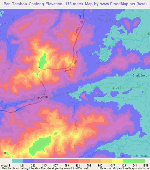 Ban Tambon Chalong,Thailand Elevation Map