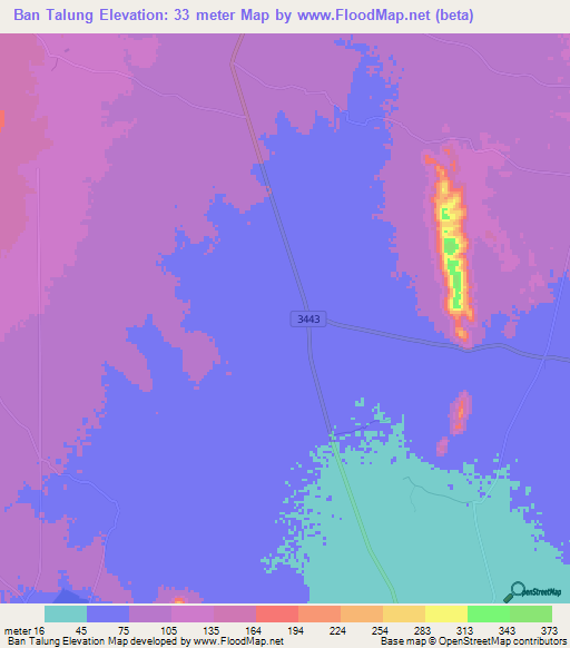 Ban Talung,Thailand Elevation Map