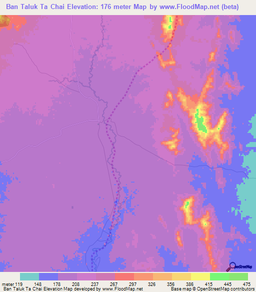 Ban Taluk Ta Chai,Thailand Elevation Map