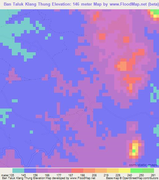 Ban Taluk Klang Thung,Thailand Elevation Map