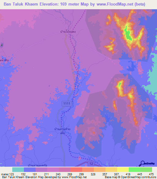 Ban Taluk Khaem,Thailand Elevation Map