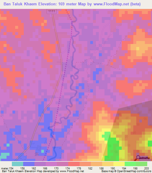 Ban Taluk Khaem,Thailand Elevation Map