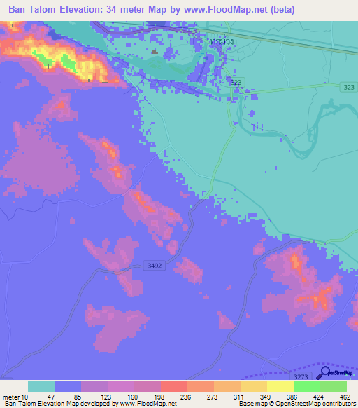 Ban Talom,Thailand Elevation Map