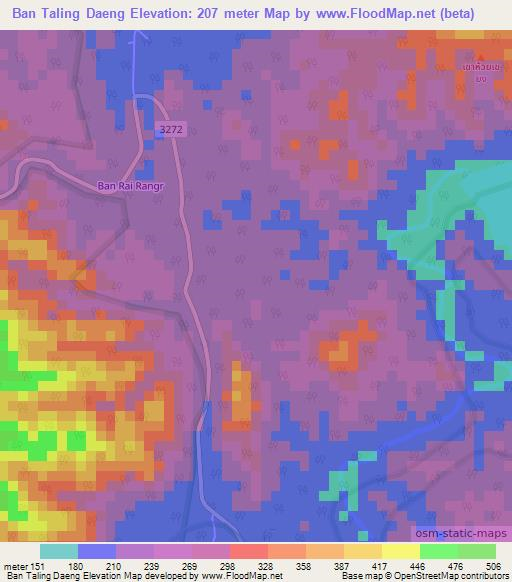 Ban Taling Daeng,Thailand Elevation Map