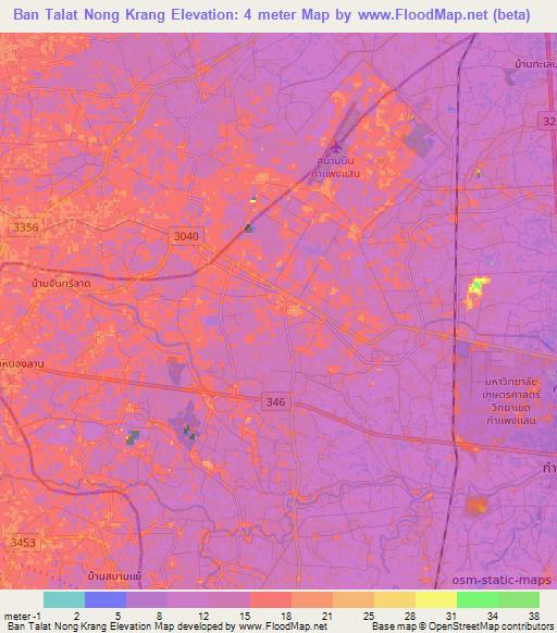 Ban Talat Nong Krang,Thailand Elevation Map