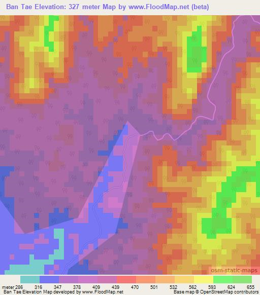 Ban Tae,Thailand Elevation Map