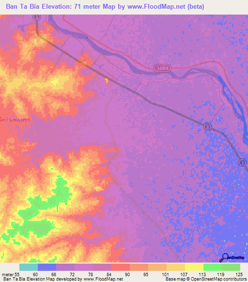 Ban Ta Bia,Thailand Elevation Map
