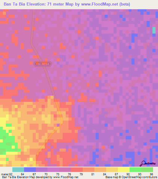 Ban Ta Bia,Thailand Elevation Map