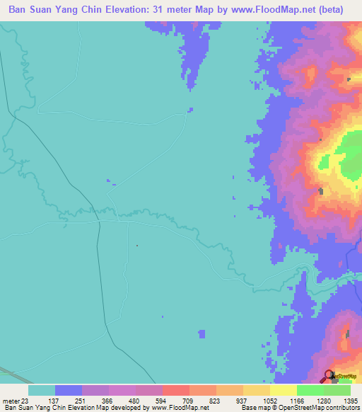 Ban Suan Yang Chin,Thailand Elevation Map