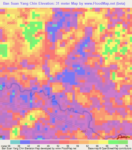 Ban Suan Yang Chin,Thailand Elevation Map