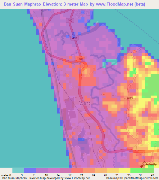 Ban Suan Maphrao,Thailand Elevation Map