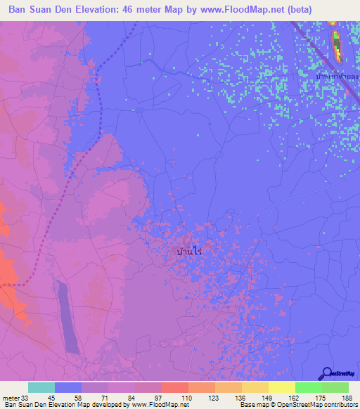 Ban Suan Den,Thailand Elevation Map