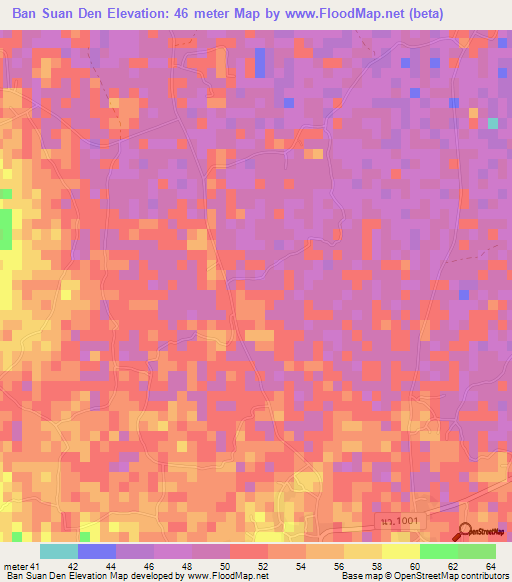Ban Suan Den,Thailand Elevation Map