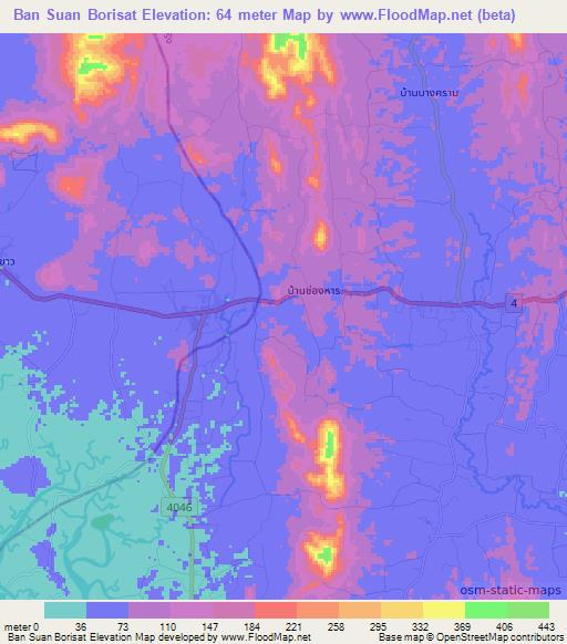 Ban Suan Borisat,Thailand Elevation Map