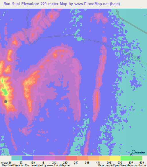 Ban Suai,Thailand Elevation Map