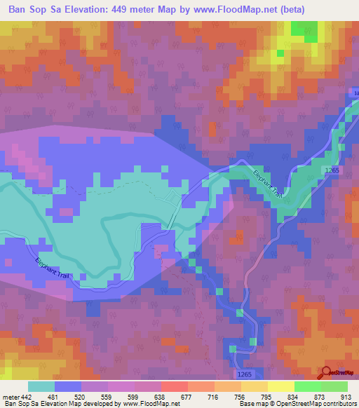 Ban Sop Sa,Thailand Elevation Map